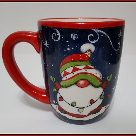 NEW Certified International Set of 4 Holiday Magic Gnome Mugs 16 OZ Earthenware - Picture 2 of 7